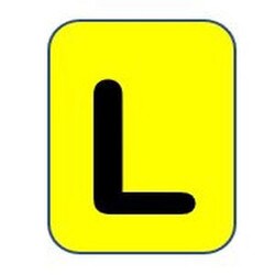 Sign black/yellow 80x51mm - Letter L